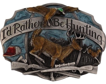 New Buck Deer Stag Duck Bird Mallard Hunting Hunter 80s Nos Vintage Belt Buckle Ringneck Grouse Quail Game Rooster Hen Du Shotgun Rifle
