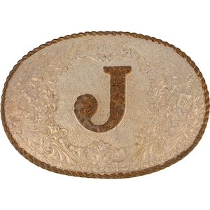 Nueva hebilla de cinturón vintage plateada con la letra P J y el nombre inicial: John, Josh, Joe, Jake, Jack, Jacob, Joseph, Joshua, James Jackson, Jonathan, Jordan y Jeremías.