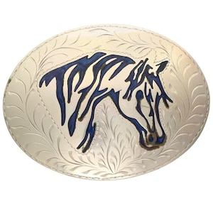 Horse Rodeo Cowgirl Cowboy Trophy Western Engraved 1980s Vintage Belt Buckle Stallion Mare Quarter Back Riding Lover Trainer
