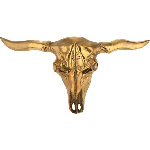 Brass XL Longhorn Cattle Steer Cow Skull Cowboy W… - image 1