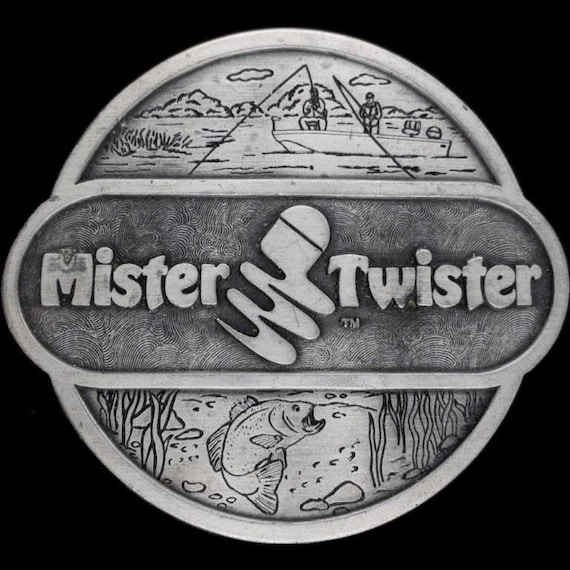 Mister Twister Angelkder Fischer Fisch Western 1970er Jahre Vintage  Grtelschnalle Rod Reel See Bass Crappie Pan Cat Forelle Flunder Bluefish
