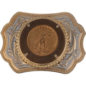 Las Vegas 20 Dollar Coin Poker Token Chip Casino 1980s Nos Vintage Belt Buckle Gamble Game Betting Playing Player Gambling Western Cowboy