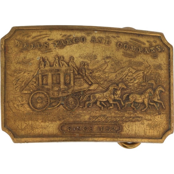 Brass Wells Fargo Bank Stagecoach Horse Drawn Car… - image 1