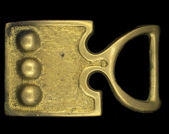 Vintage Belt Buckle M Foster Modernist Abstract Artwork Hippie Studio Art Solid Brass 1970s 70s Collectible Memorabilia