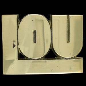Lou Louis Louie Lewis Personalized Name Retro Old School Hippie Western Solid Brass 1970s New NOS Collectible Vintage Belt Buckle
