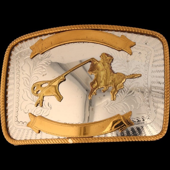 N Silver Rodeo Cowboy Calf Tie-Down Roping Trophy 80s… - Gem