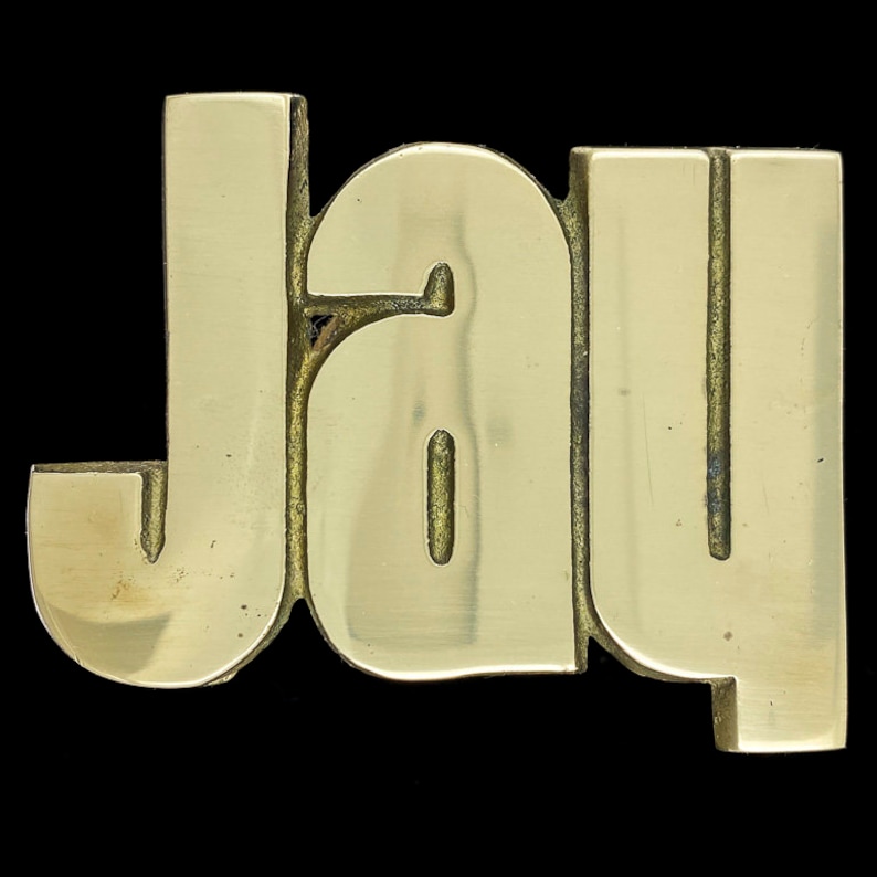 Jay Personalized Name Retro Old School Hippie Western Solid Brass 1970s New NOS Collectible Vintage Belt Buckle