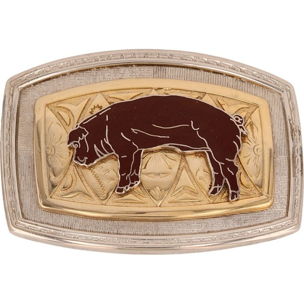 Pig Hog Boar Pet 4h Ag Farmer Farming Farm Pork Cowgirl Nos Vintage Belt Buckle Show Fair Domestic Hereford Angus Farm Farmer Farming