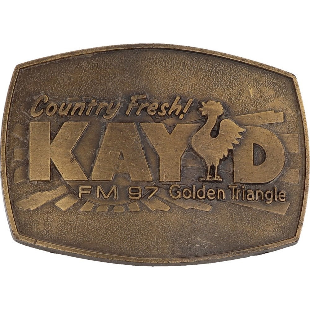 New Beaumont Tx Kayd 97.5 Kay-D 97 Texas Country Music Nos Vintage Belt Buckle Radio Station