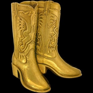 Brass Cowboy Cowgirl Boots Farmer Rancher Rodeo Western 1970s Vintage Belt Buckle Spur Good Old Boy Redneck Country Wear Flair Horse Rider