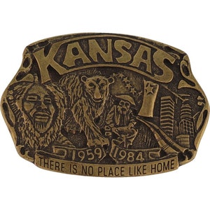New Kansas State Ks Lawrence Wichita Land Oz Wizard 80s Nos Vintage Belt Buckle City Topeka Ks Sunflower Buffalo Bison Midwest Heartland