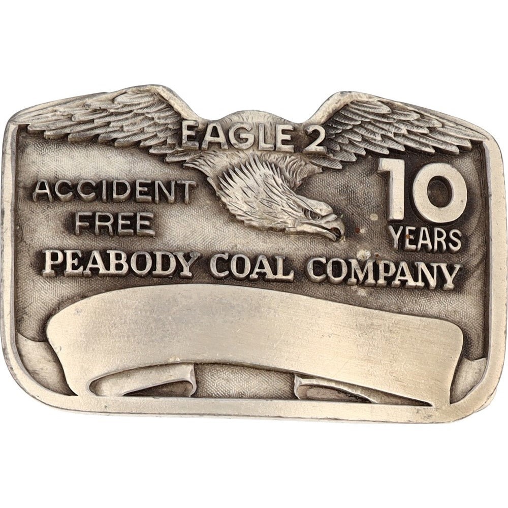 1984 Peabody Coal Company Golf Classic Indiana Division Limited Belt Buckle USA Vintage 1984 Peabody Coal Co. Safety Award Leather Belt  main image 2