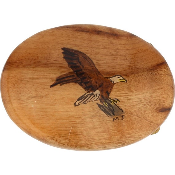Exotic Wood Hand Painted Bald Eagle Patriotic Vet… - image 1