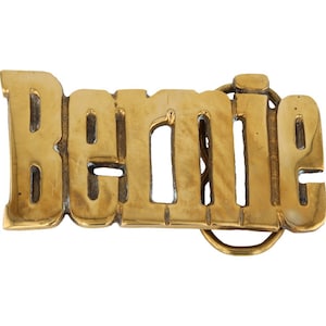 Etiqueta de nombre de latón nuevo Bernie Bernard Bernardo Bern, hebilla de cinturón vintage de los años 70 con letras de burbuja estilo hippie retro, estilo Hello My Is