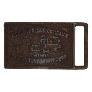 Wells Fargo & Co Bankers Express Locomotive Railroad Western Vintage Belt Buckle Railway Train Cargo Finance Bank