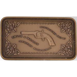 Fermacarte S & W Smith Wesson Revolver Pistola Custodia per pistola Fibbia per cintura vintage Sw Cowboy Hunter Caccia Logo Pistola da caccia Magnum 357 Mag 45