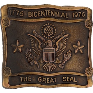 1976 Bicentennial Us Seal Patriotic American War Eagle 70s Vintage Belt Buckle United States Independence Day July 4th Revolutionary