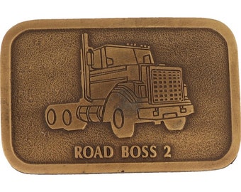 Boucle De Ceinture Vintage Semi-truck - Plaque Cuivre Et Argent - 18 Roues