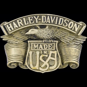 Brass Harley Davidson Motorcycle Eagle Biker Bs Logo 1980s Vintage Belt Buckle Bike Wings Baron Hippie Chopper Iron Shovel Head Rider Wing