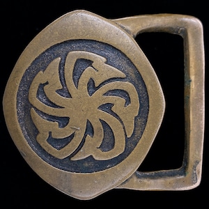 Tech Ether Guild Early Rare Pinwheel Jesse McLeod Banshee Hippie Gift Artwork Art Solid Brass 1970s Vintage Belt Buckle