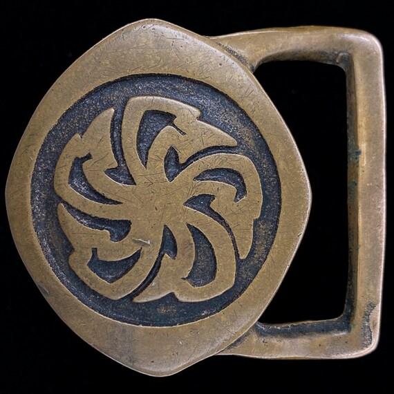 Tech Ether Guild Vintage Stone Brass Buckle And Belt Tech Ether Guild Honda Motorcycles Solid Brass Stone Inlay  main image 3