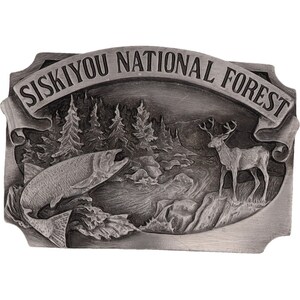 Las Narodowy New Rogue River Siskiyou Kalifornia Oregon Nos Vintage Belt Buckle Służba Leśna USA Departament Rolnictwa USFS Park