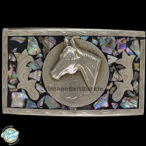 Horse Lover Gift Animal Art Artwork Horseback Rider Riding 4H Wildlife Western Cowboy Cowgirl Chic Fashion Buckles 70s Vintage Belt Buckle