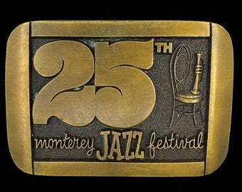 Monterey California Jazz Festival 25th Music Brass Trumpet Band Rare 1970s NOS Vintage Belt Buckle