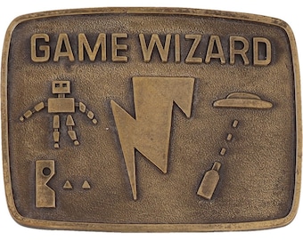 Video Game Wizard Gamer Gaming Atari Arcade Geekery Vintage Belt Buckle Arcade Memorabilia Fan Player Old School Geek Nerd