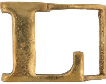 Brass L Letter Initial Name Luke Lucas Larry Lewis 1970s NOS Vintage Belt Buckle Lloyd Lou Lawrence tag hippy retro bubble letter bar
