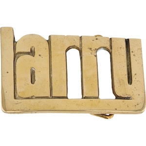 Etiqueta de nombre de latón nuevo de Larry Laurence Lawrence, hebilla de cinturón vintage de los años 70 con letras de burbuja estilo hippie retro, estilo hippie, Hola mi amor