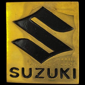 Suzuki Motorcycle Dirtbike Motorcross Xcross Biker Dirt Bike Logo Advertising Solid Brass Vintage Belt Buckle