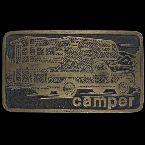 1975 Cabover Camper Rv Ford Pickup Truck Camping Wanderlust Travel Collectible Memorabilia 1970s Nos Vintage Belt Buckle