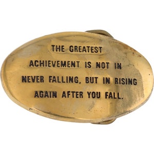 New Brass Vince Lombardi Quote Greatest Achievement 70s Nos Vintage Belt Buckle Never Falling Rising Again After Football Inspirational