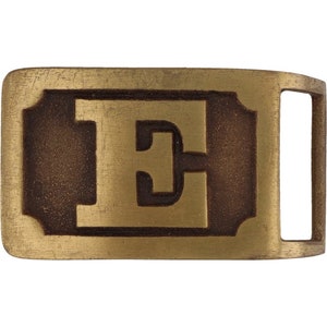 Letra E de latón con nombre inicial Ed Edward Eddie Edwin Hebilla de cinturón vintage NOS de los años 70 Evelyn Eve Ernesto etiqueta retro hippie burbuja barra con letras