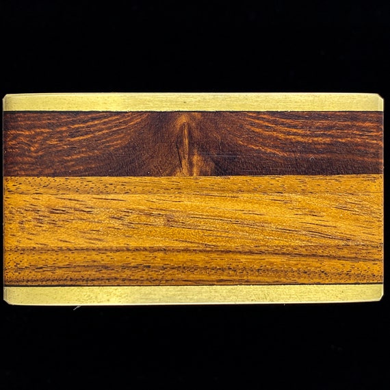 New wBox Small Brass Exotic Wood Inlay Stripes Hi… - image 1