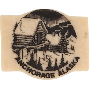 Anchorage Alaska Kiana Handcrafted Alaskan Souvenir 80s Nos Vintage Belt Buckle