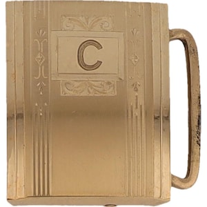 Hebilla de cinturón vintage de los años 20 con inicial de nombre con letra C antigua, relleno de oro, Chris Caleb Charles, Christopher Chris Chad, Chad victoriano