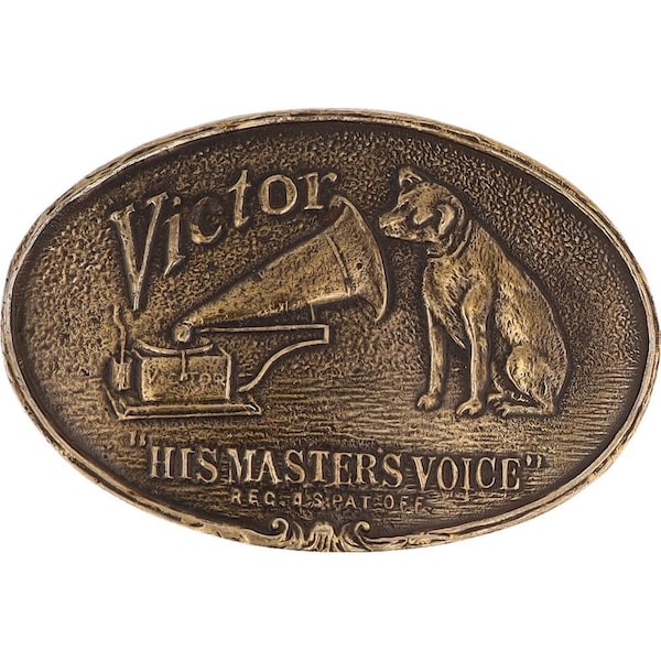 New Victor Record Player Victrola Rca Gramophone Nipper Dog 70s Nos Vintage Belt Buckle Phonograph Music His Masters Voice Talking Machine