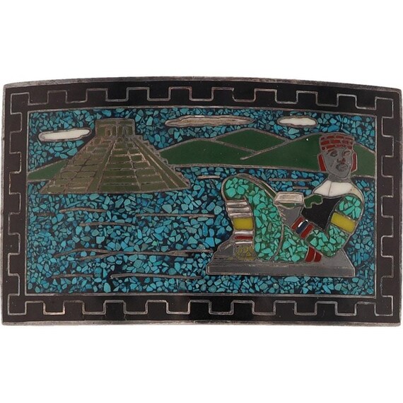 Sterling Silver Aztec Warrior Mayan Maya Pyramid Handmade 