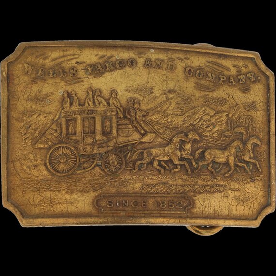 Brass Wells Fargo Bank Stagecoach Horse Drawn Car… - image 3