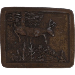 Deer Hunter Hunting Western Buck Stag Archery Forest 1970s Vintage Belt Buckle Bow Game Hunt Cowboy Elk Whitetail