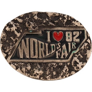 New 82 Knoxville Tennessee World Fair Sunsphere Tn 80s Nos Vintage Belt Buckle 1982 Park Knox Sphere Sun Nashville Chattanooga Downtown