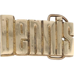 New Brass Dennis Name Old School Hippie Hippy 1970s Nos Vintage Belt Buckle Cool Personalized Bubble Letter Throwback