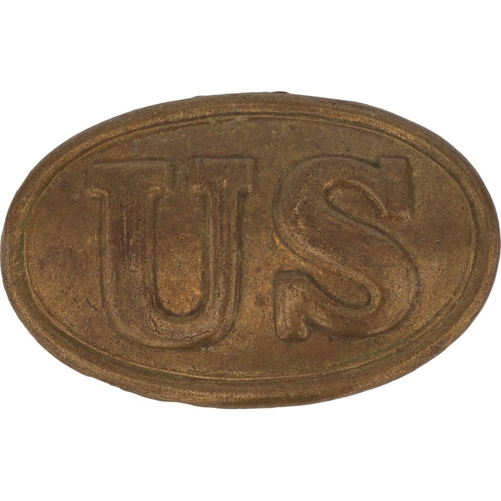 Antique US Navy Officers Brass Belt Buckle Spanish American War J R Gaunt  NY Made in England Gold Wash Military 
