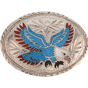 New Silver P Turquoise Eagle Biker Veteran Native American Nos