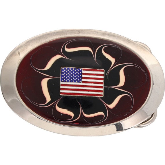 Eagle Veteran American Flag Western Patriotic Biker 1980s Vintage Belt  Buckle Pride America Us Usa Love Cowboy Cowgirl - Main Image