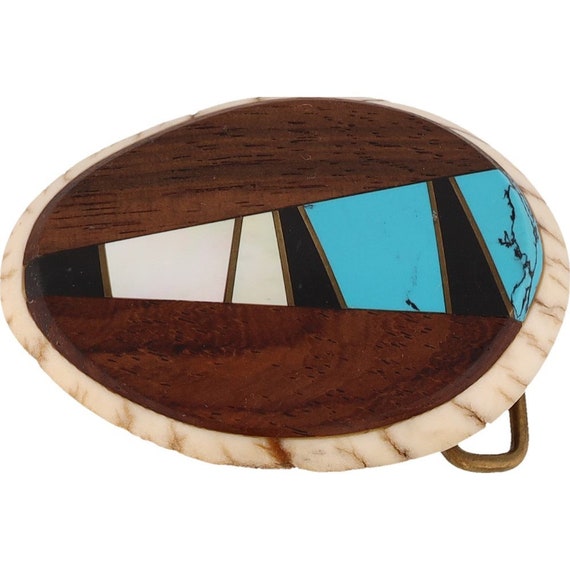 Antler Burr Exotic Wood Turquoise Handmade Hunter… - image 1