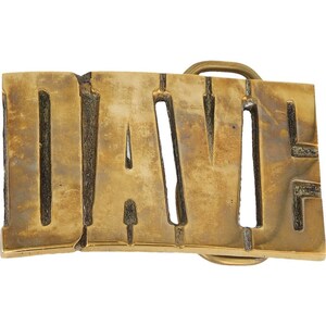 Etiqueta de nombre de Dave Davey David Davon de latón nuevo, hebilla de cinturón vintage de los años 70 con letras de burbuja estilo hippie retro, Hola mi Is