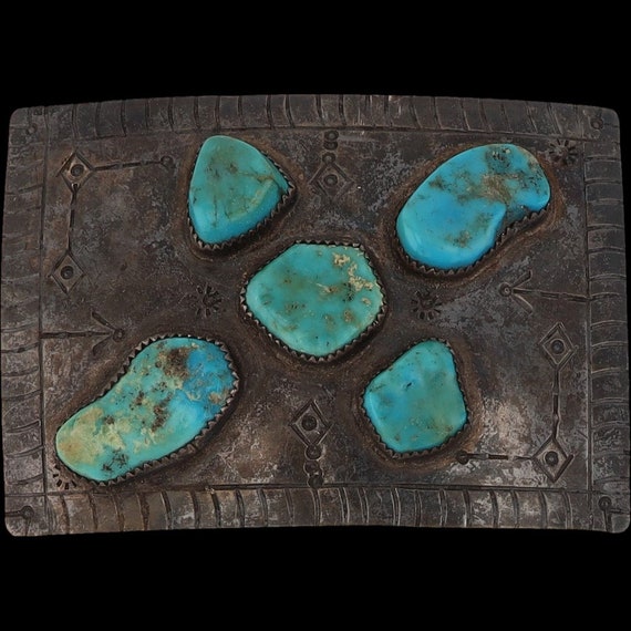 Sterling Silver Turquoise Old Pawn Harvey Stamped… - image 3